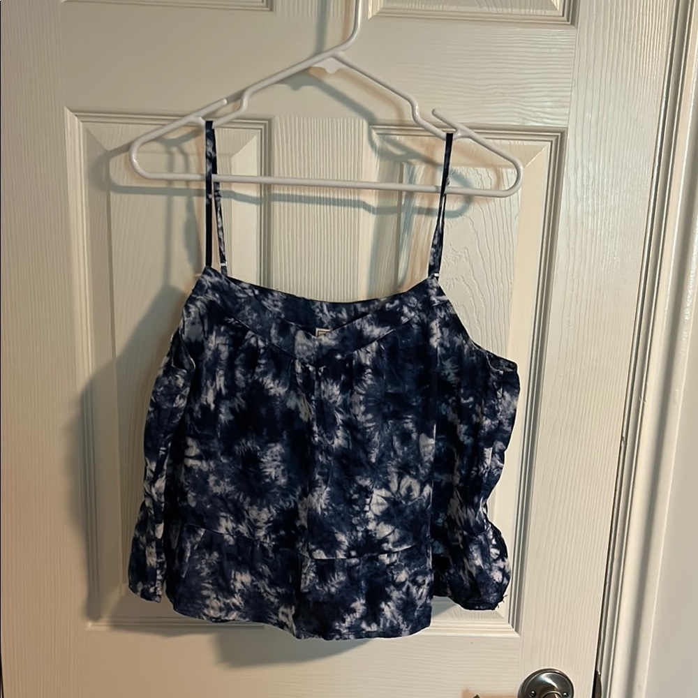 Blue and White Tie Dye Crop Camisole